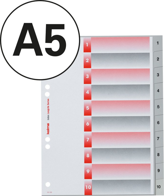 Kolma Register LongLife PVC A5 hoch 1-10 nummeriert Pic1