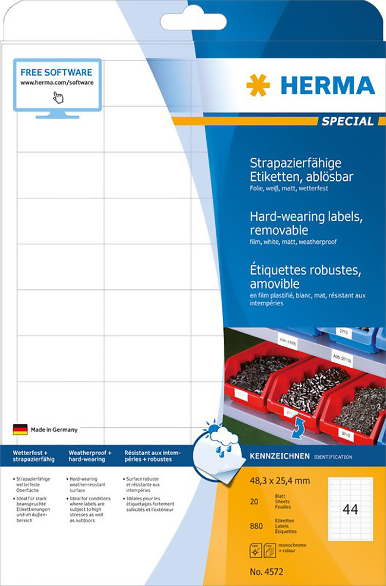 Herma Special Folienetiketten wiederablösbar 48,3 x 25,4 Pic1