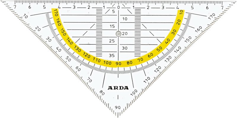 Arda Equerre de géométrie 16cm avec cercle jaune Pic1