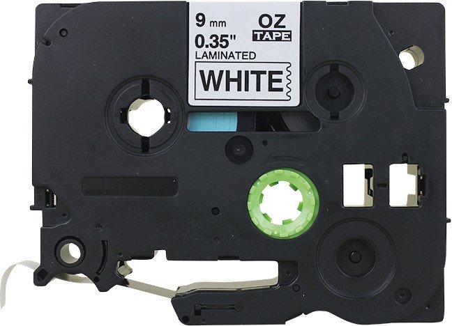 Ruban OZe 9mm blanc-noir (TZE-221) Pic1