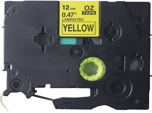 Ruban OZe 12mm jaune-noir (TZE-631) Pic1