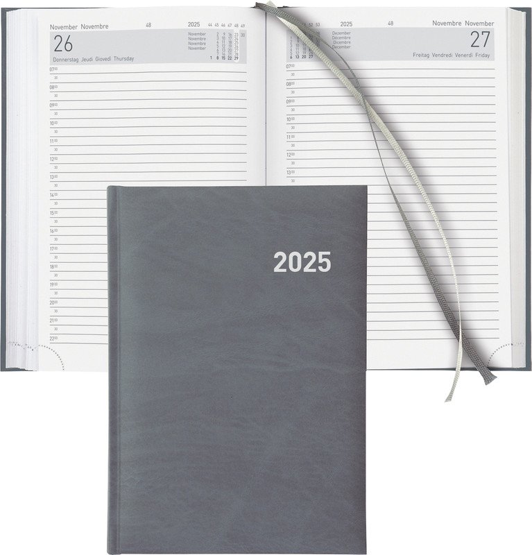 Biella agenda commercial A5 Ececutive 2025 1J/1P gris Pic1