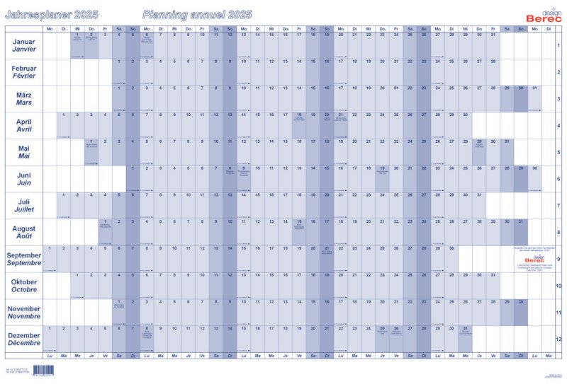 Berec Jahresplaner Querformat 90x60cm 2025 Pic1