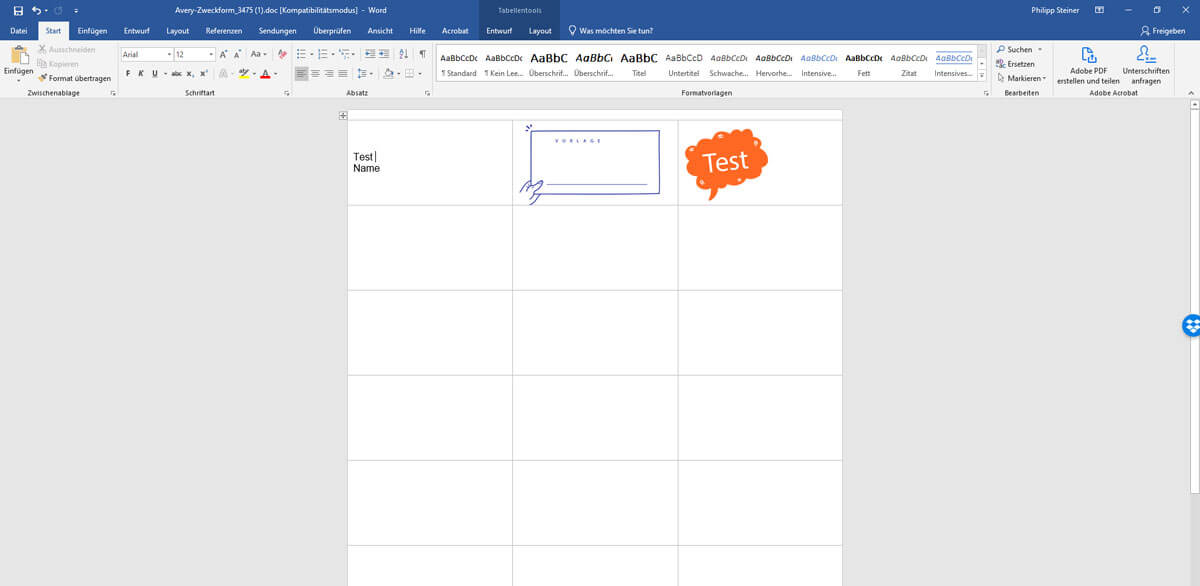 Etikettenvorlagen für Word von Avery