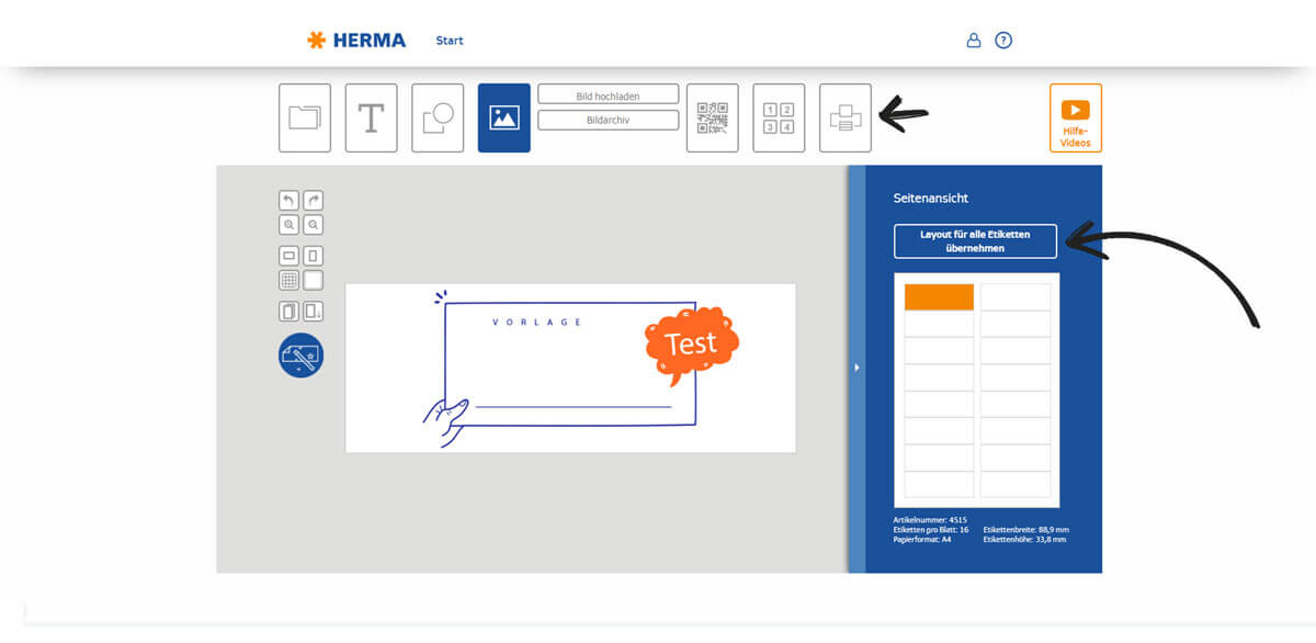 Die Herma Etiketten-Assistent-Online Gestaltungssoftware