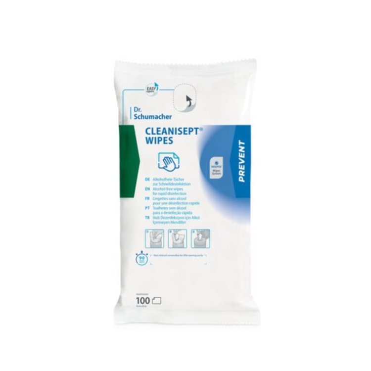 Dr. Schumacher Desinfektionstücher Cleanisept Wipes – alkoholfrei – für Ultraschallköpfe – 100 Stk.
