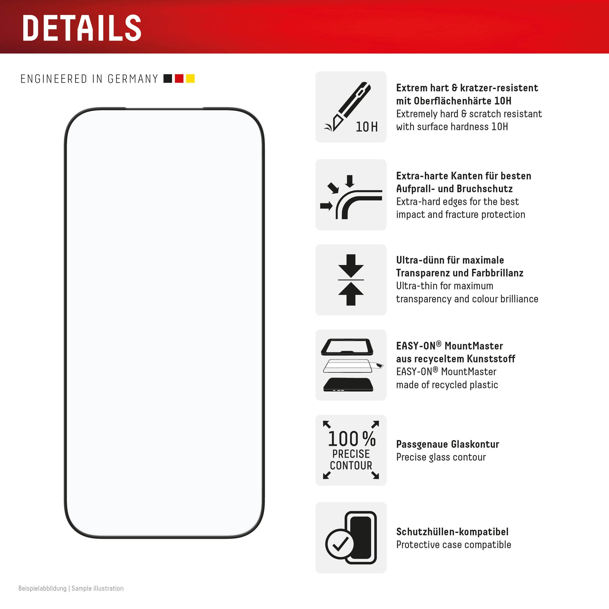 Displex Displayschutz (Panzerglas), Full Cover – für iPhone 17