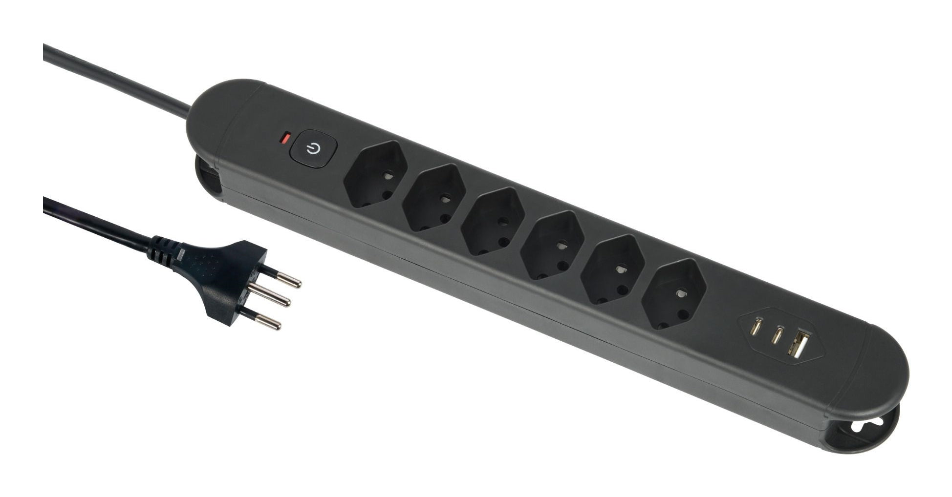M. Schönenberger Schönenberger ReLife USB – Steckdosenleiste, 6× T13, 2× USB‑A + 1× USB‑C, mit Schalter, 1,8 m, Stecker T12