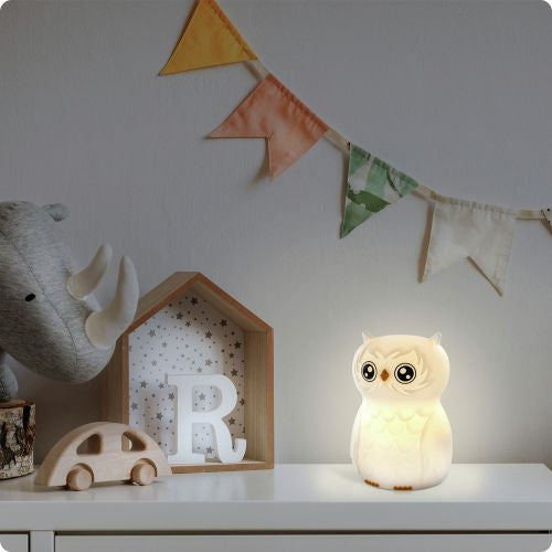 Ansmann Nachtlicht Eule – 10 lm, mehrfarbig, 4 h Akku, USB – Weiss