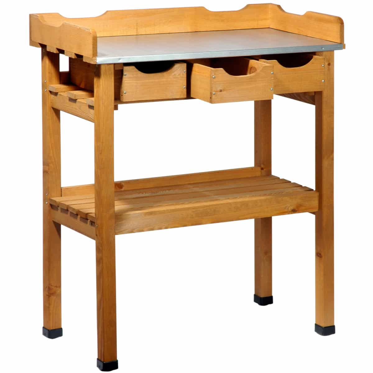 Dobar Pflanztisch – mit 3 Schubladen, 80 × 40 × 90 cm – Kiefernholz, Braun