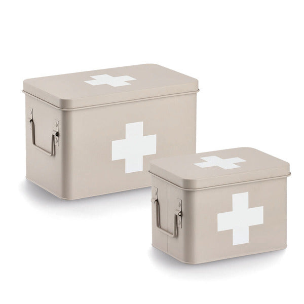 Zeller Present Aufbewahrungsbox (mit Deckel) – Metall – Beige – mit Griff – 195 × 200 × 320 mm