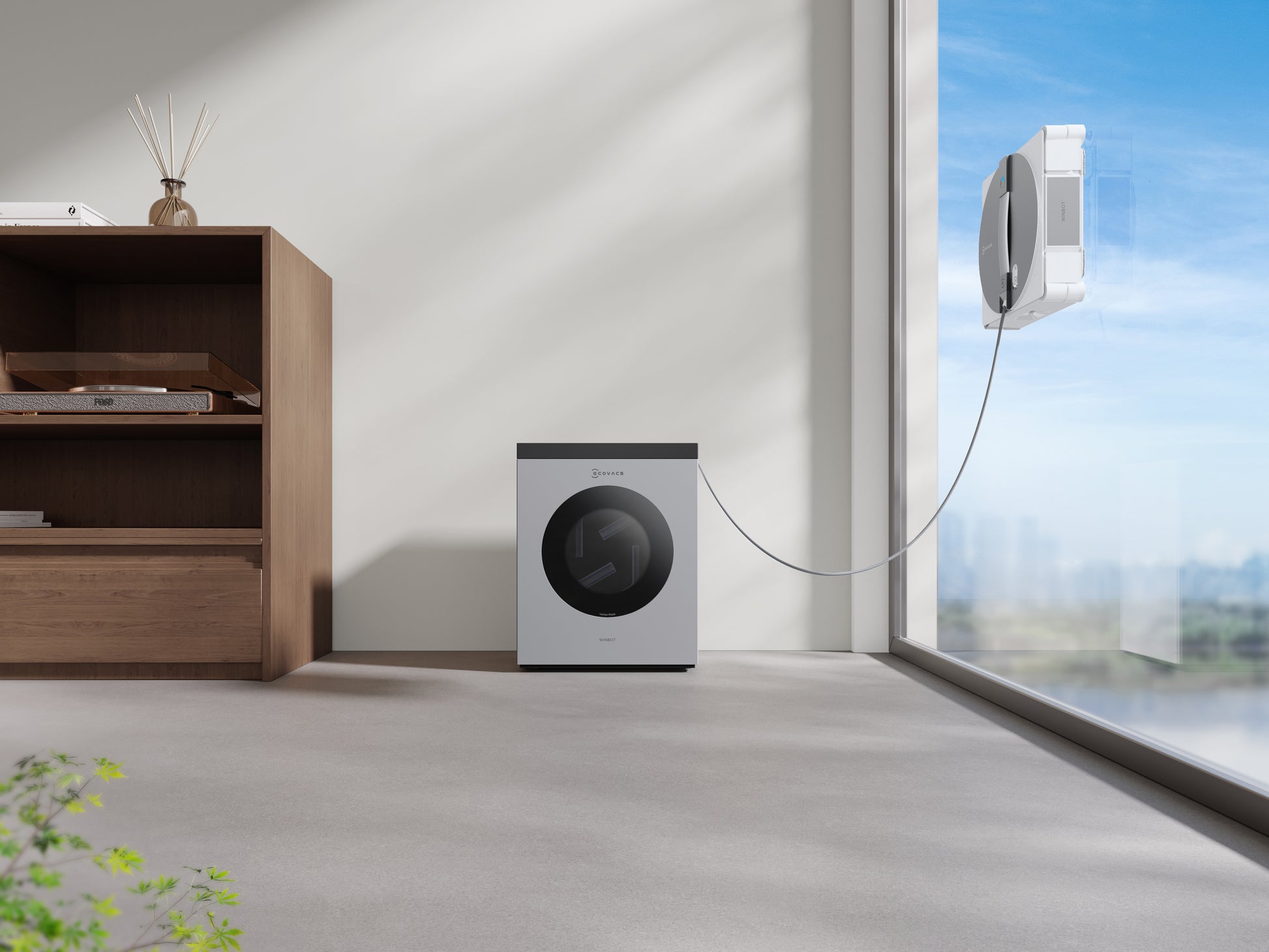 Ecovacs Reinigungsgerät WINBOT W3 OMNI – 110 min Betriebsdauer – Silber, Weiss – 27,0 × 27,0 × 7,6 cm
