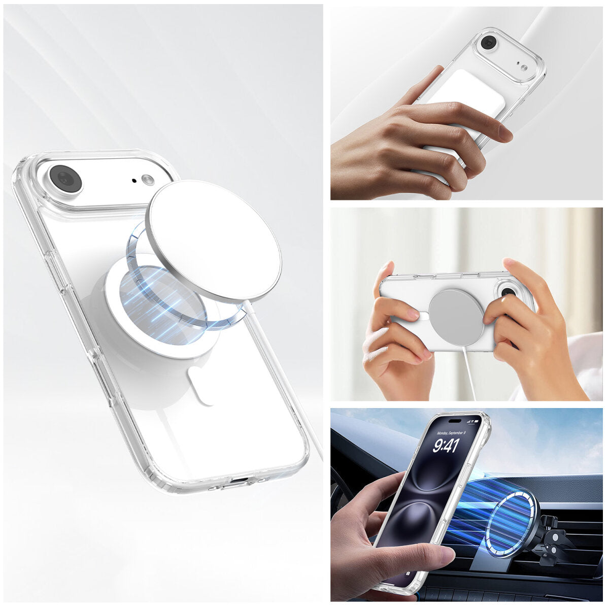 4smarts Backcover – für Apple iPhone 17 Air – MagSafe, Gehärtetes Glas, Transparent