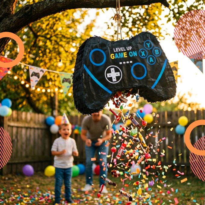 Relaxdays Pinata Gaming – mehrfarbig – 40 × 7 cm – Papier/Karton/Kunststoff