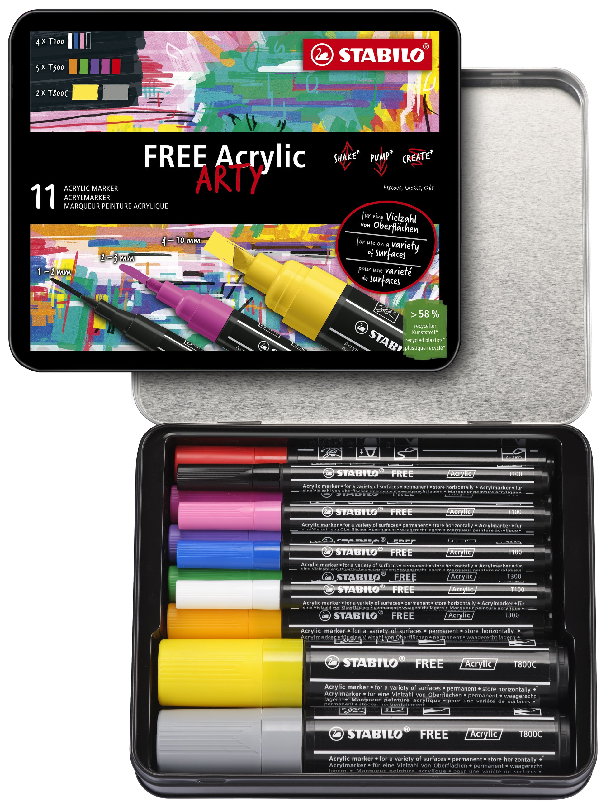 STABILO Acrylmarker – sortiert, 11-teiliges Set