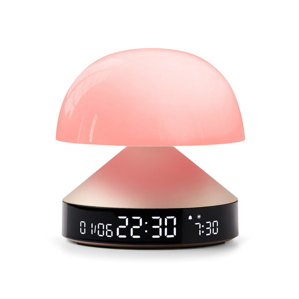 LEXON Lichtwecker Mina Sunrise – digital – 11 × 11 cm, gold, Aluminium, USB, 5 Wecktöne