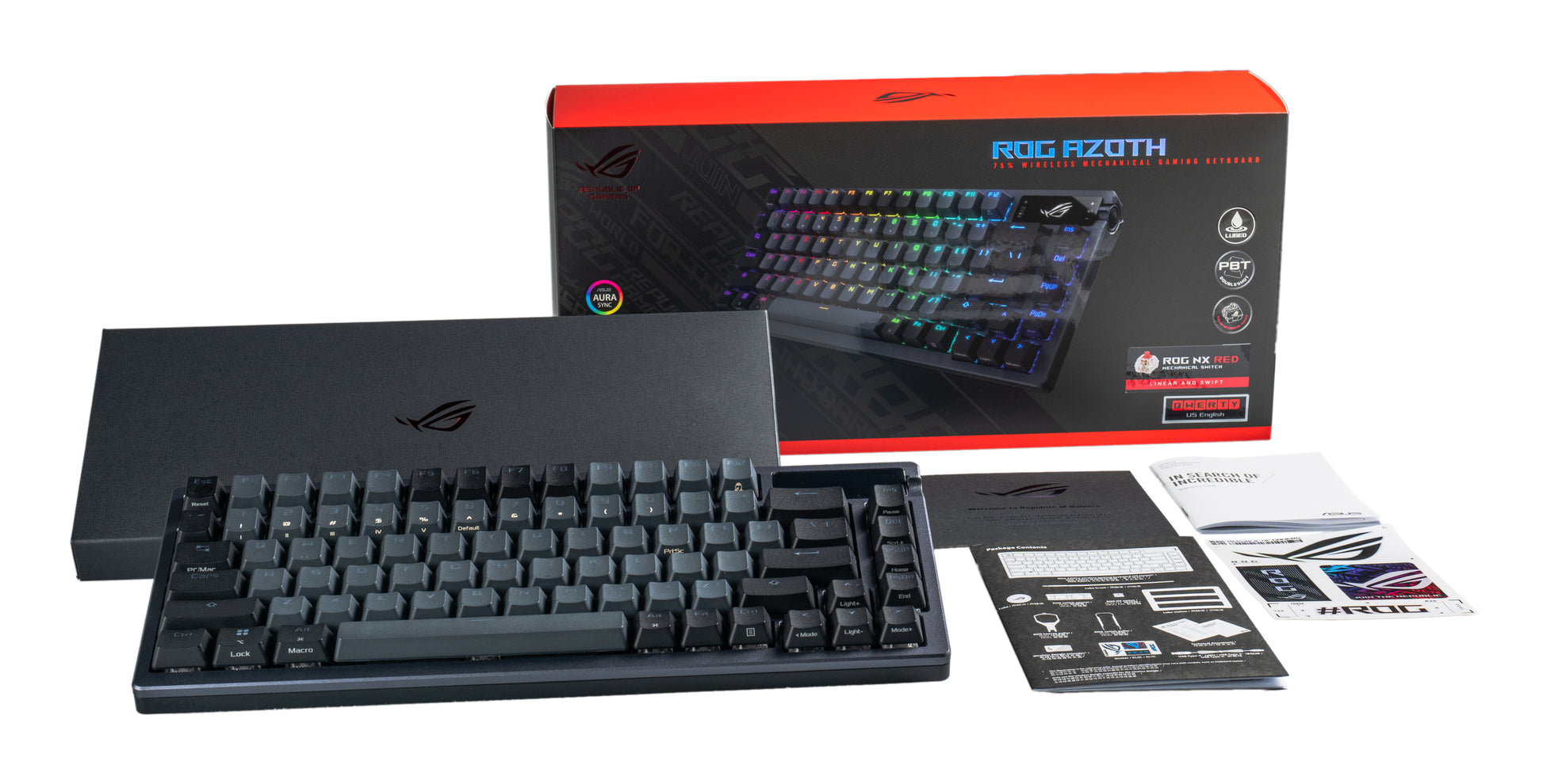 ASUS ROG Azoth – Gaming-Tastatur 75% – Mechanisch, RGB – Bluetooth & 2,4 GHz USB-A – AZERTY (FR)