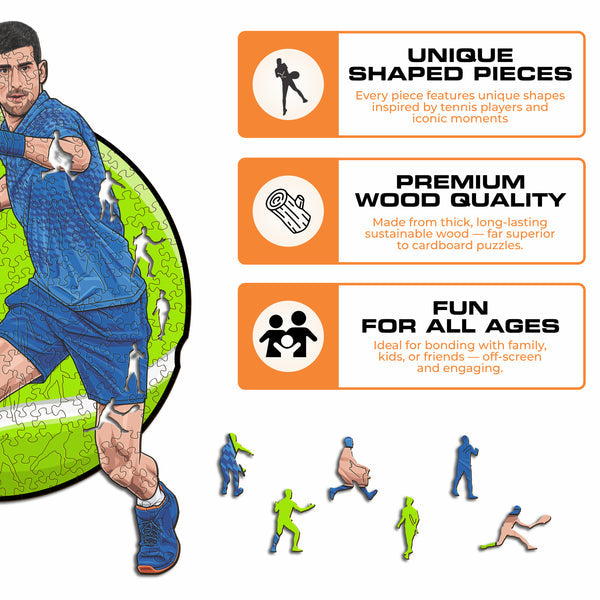 Iconic Puzzles Novak Djokovic - Tennis - Logikspiel, ab 10 Jahren, 180 Min