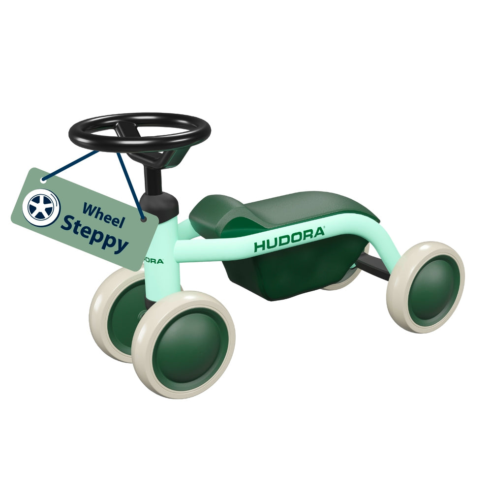 HUDORA Steppy 6 Laufrad – 4 Räder, Sitzhöhe 22,5 cm, max. 20 kg – ab 1 Jahr – Stahl/Kunststoff – Mint