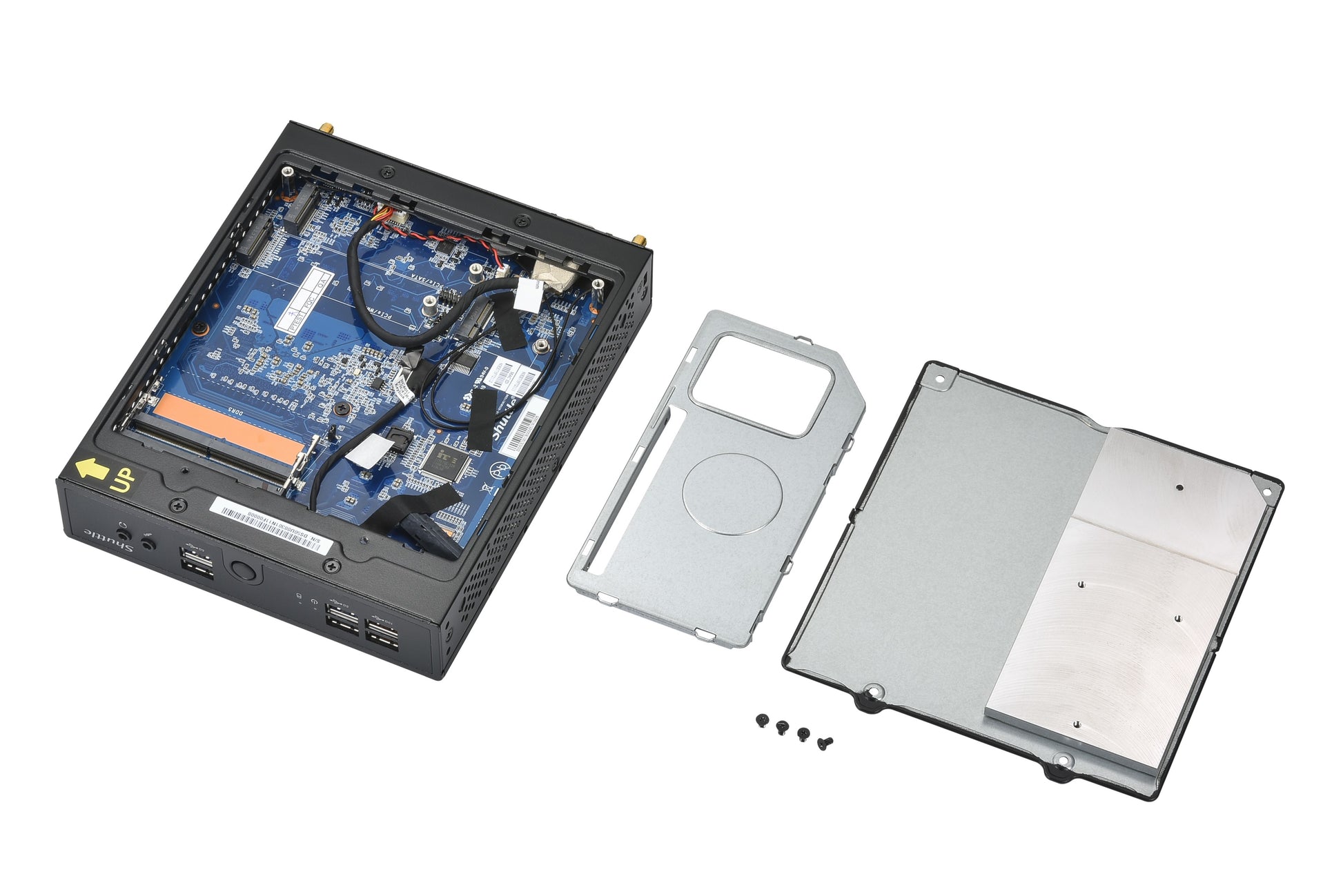 Shuttle XPC Slim DS500 – Mini-PC, Intel Celeron 7305, 8 GB RAM, 120 GB SSD, ohne OS, Schwarz