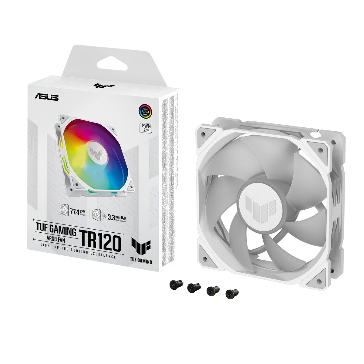ASUS TUF GAMING TR120 – Lüfter – 120×120×28 mm, PWM (4-Pin), 2000 U/min, ARGB, 29 dB, Weiss