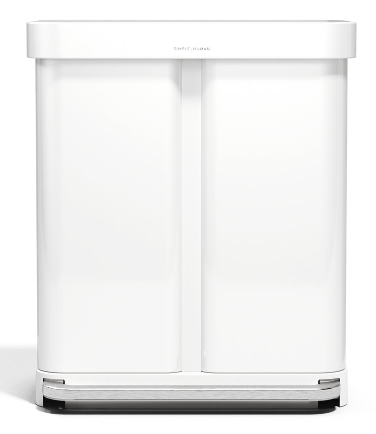 Simplehuman Systempapierkorb CW2118 – 58 l – Stahl, rechteckig – 2‑fach – weiss