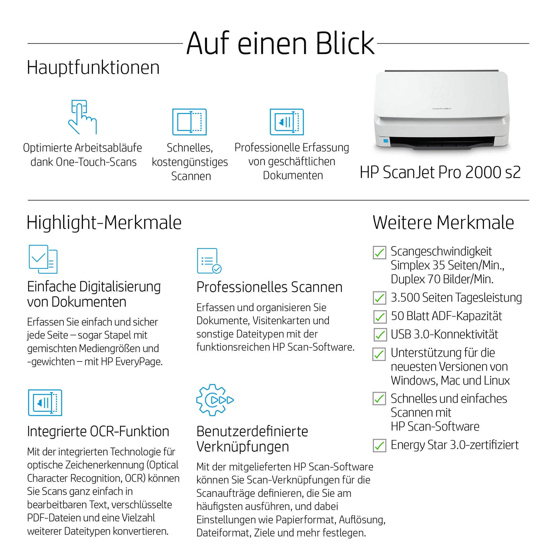 HP ScanJet Pro 2000 S2 – Dokumentenscanner