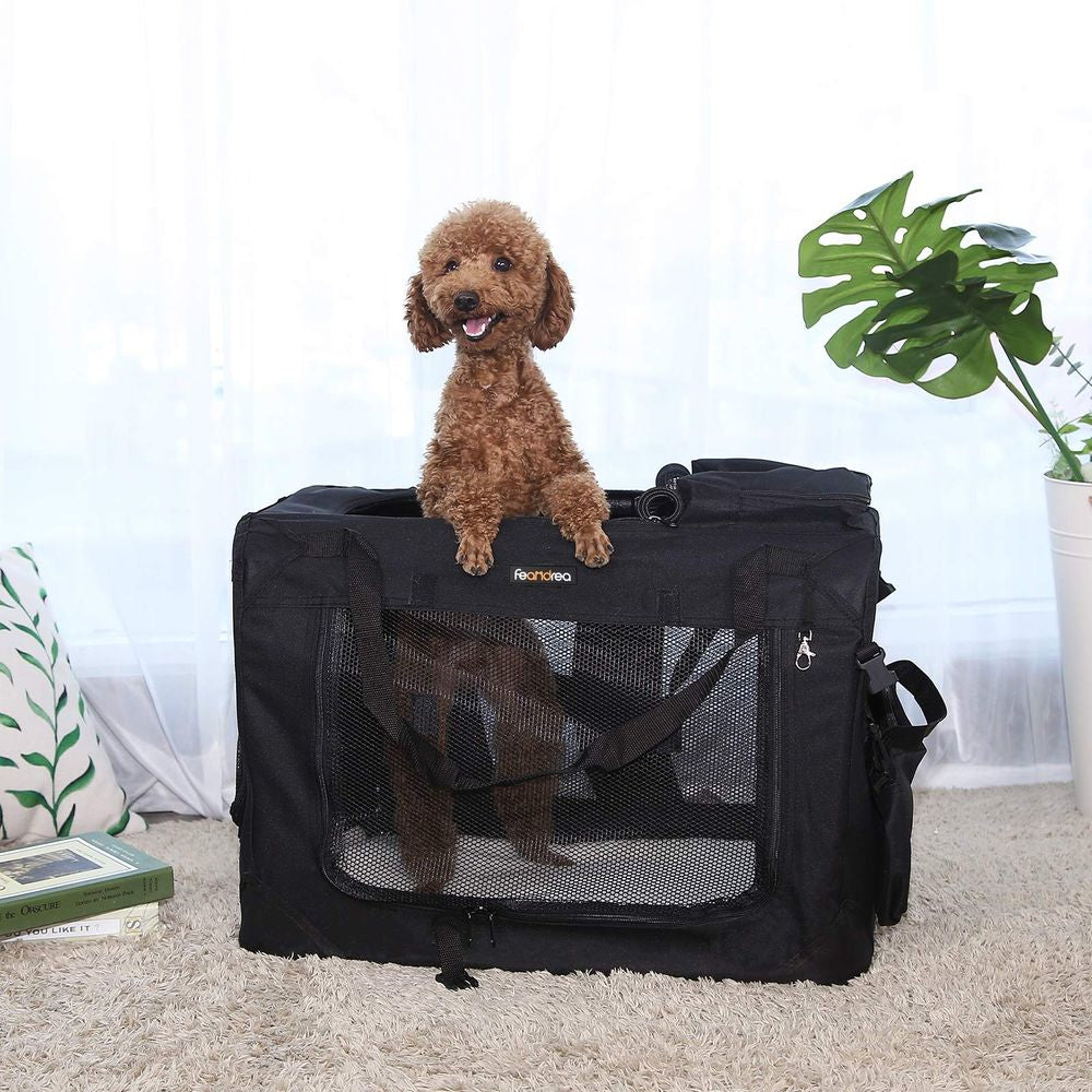 Feandrea Weicher Haustierträger – Frontlader, Reissverschluss, belüftet – für Katzen, Hunde – 60×42×42 cm