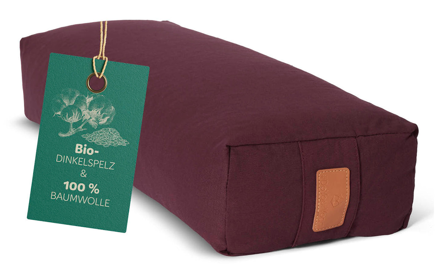 DoYourYoga Paravati Yogabolster (Rechteck) – 22 × 67 × 13 cm, Baumwolle, Dunkelrot, 1 Stk.