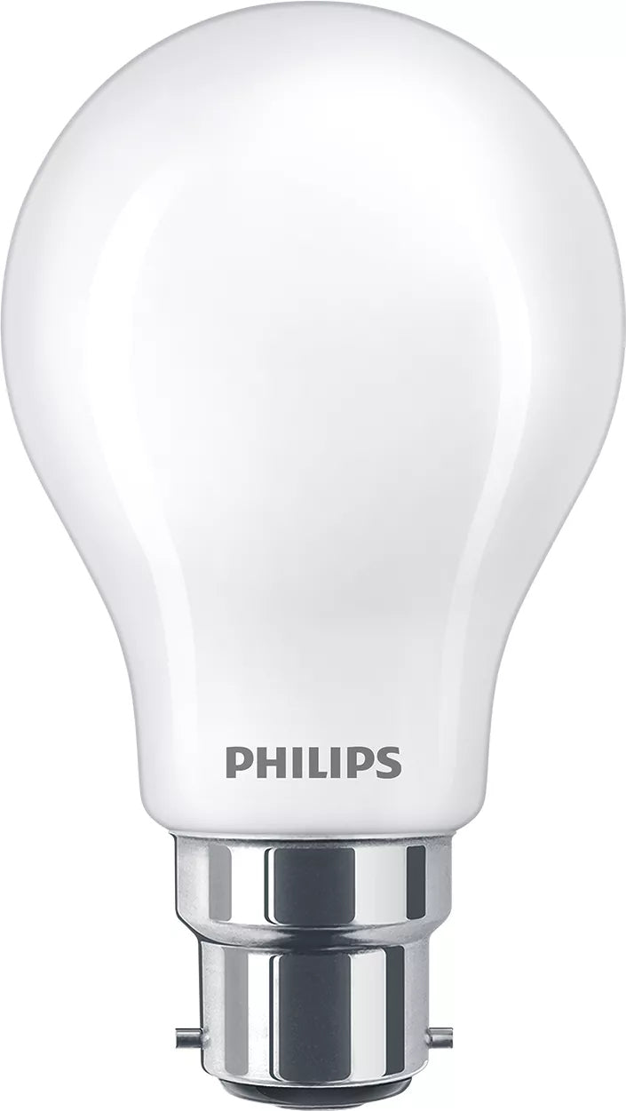 Philips by Signify Philips LED-Leuchtmittel B22 A-Form – 806 lm, 7 W, Warmweiss 2700 K – 1 Stk., Weiss/Glas
