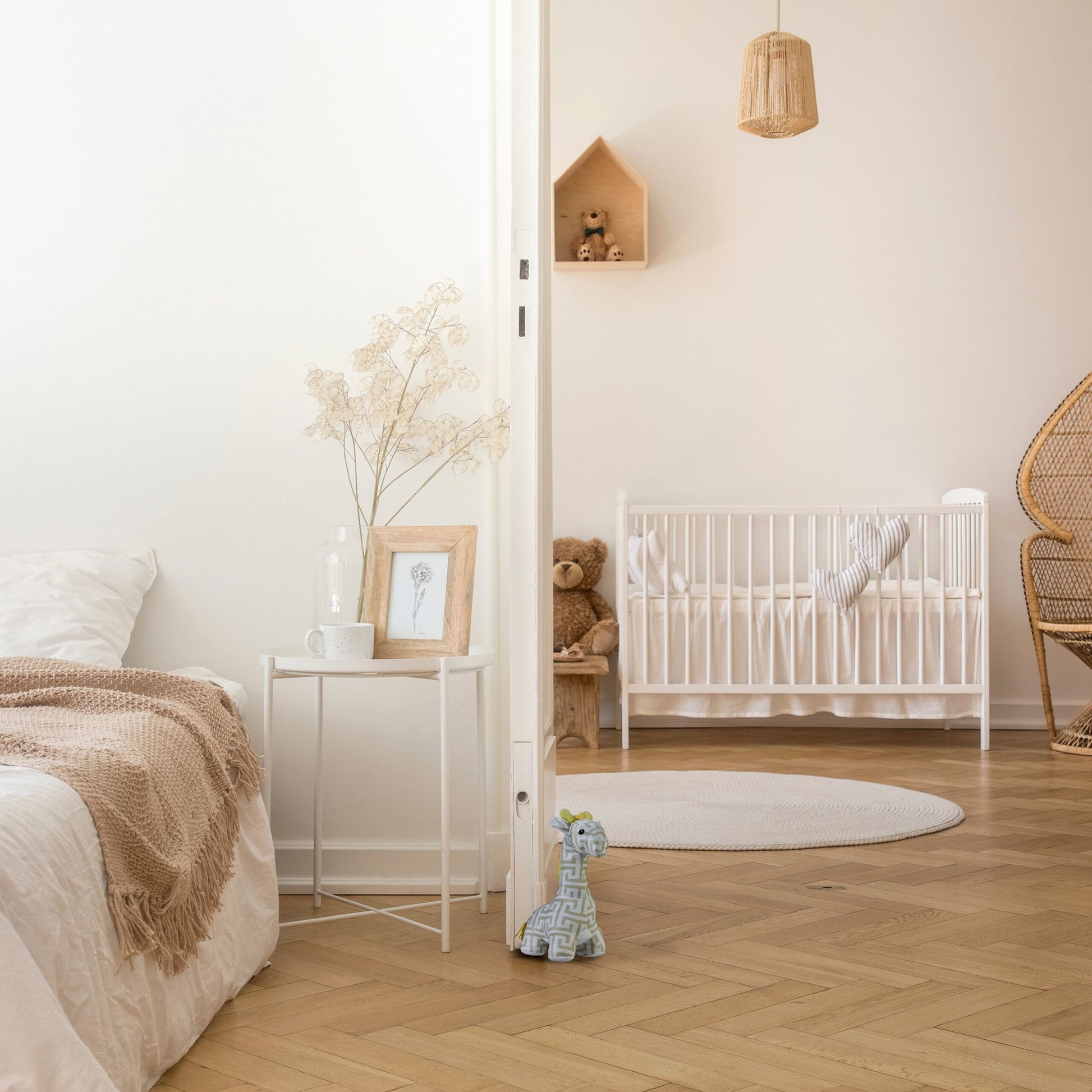 Relaxdays Giraffe Türstopper – Polyester/Kunststoff/Sand – Gelb/Weiss/Beige – 150 × 350 × 250 mm