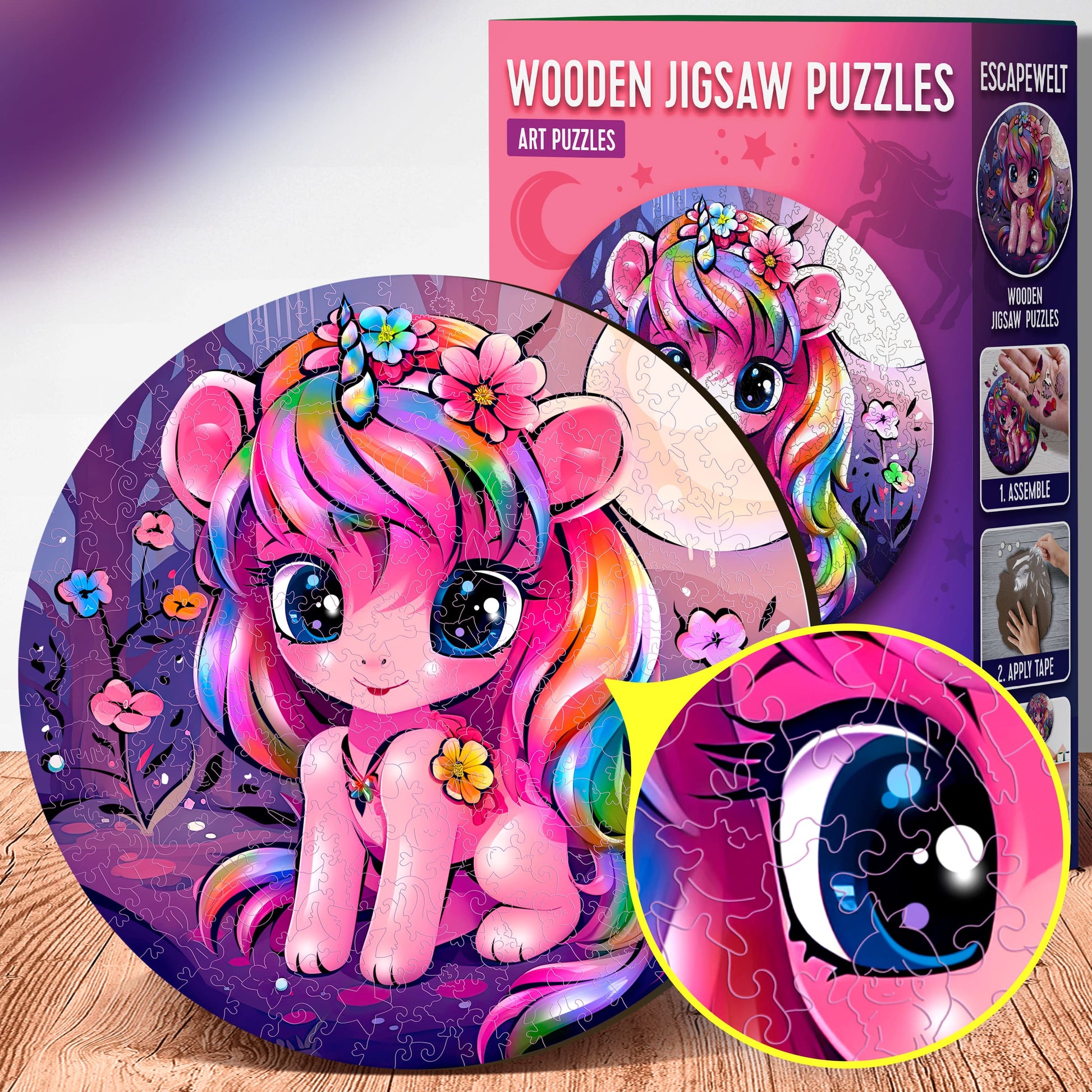 EscapeWelt Puzzle Einhorn – 200 Teile – 28,5 × 28,5 cm – ab 8 Jahren – Holz