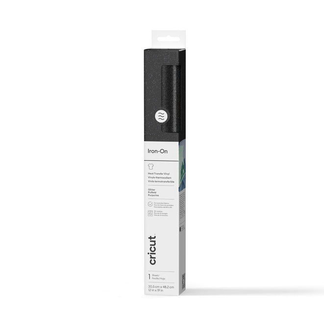 Cricut Aufbügelfolie (HTV), Schwarz, Glitzer, 30,5 × 48,3 cm, 1 Rolle, für Cricut