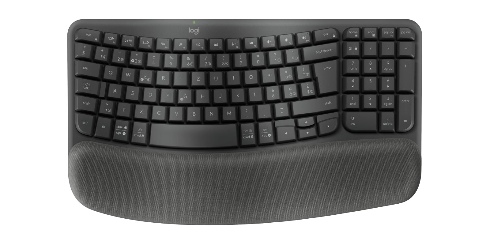 Logitech Wave Keys – Tastatur, kabellos (Bluetooth/2,4 GHz), CH-Layout (DE-CH), Grau