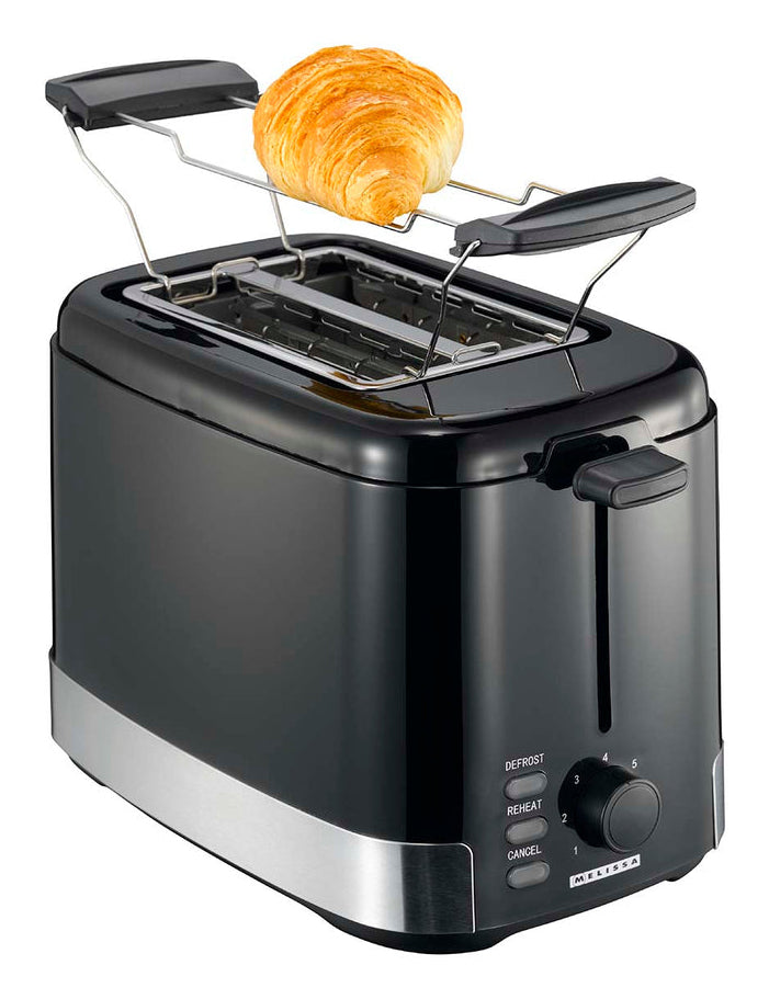 Melissa Standtoaster 16140148 – 2 Scheiben, 7 Stufen, 800 W, Brötchenwärmer – schwarz/edelstahl
