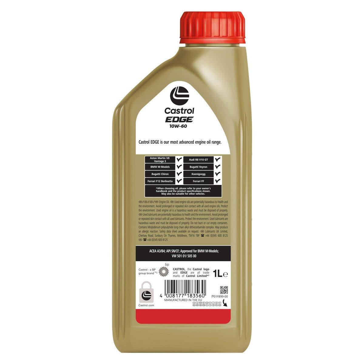 Castrol EDGE Motoröl 10W-60 Titanium – für Personenwagen, Benzin- & Dieselmotoren – 1 l