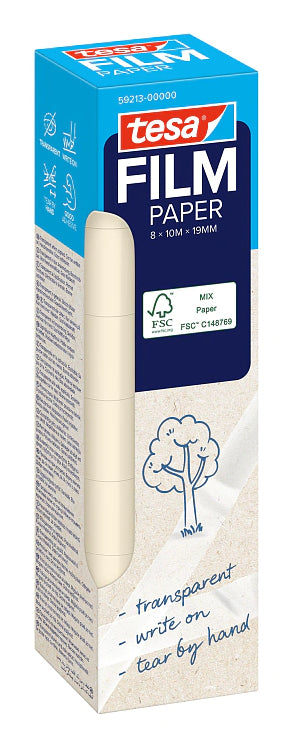 tesafilm PAPER Beschriftungs-/Abdeckband (Papier) – 19 mm × 10 m, transparent, 8 Rollen