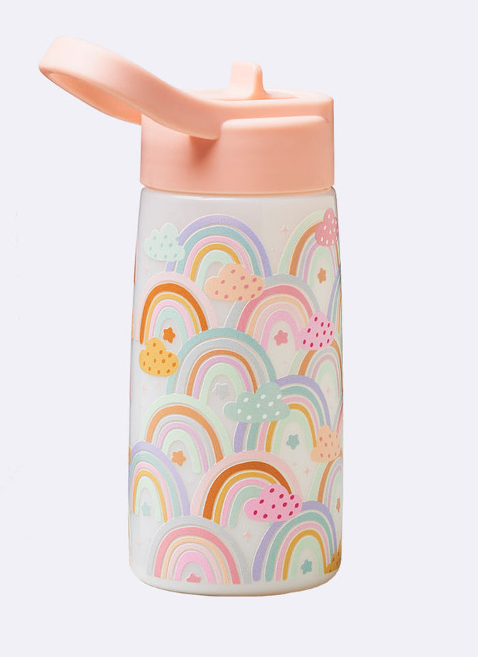 BioLoco Kindertrinkflasche 350 ml – mit Strohhalm, BPA-frei, Grau/Rosa