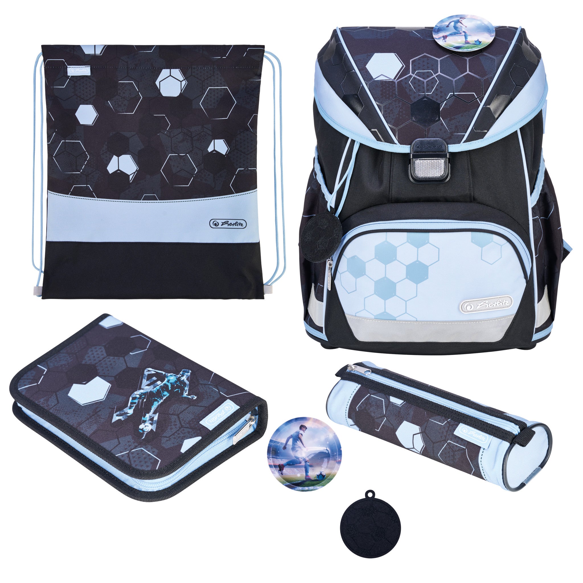 Herlitz UltraLight XL Plus – Schulrucksack-Set, Cyber Soccer, 22 l, 32×39×25 cm