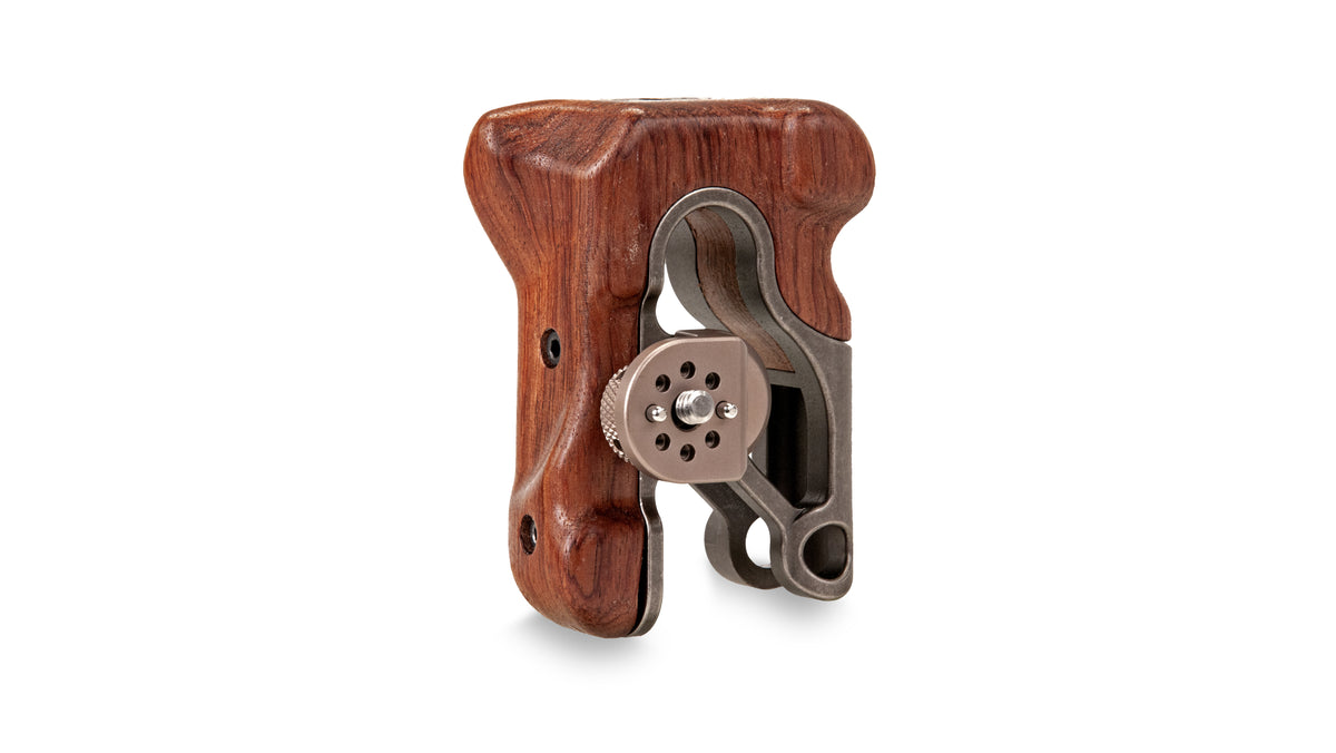 Tilta TA-LWH3 Griff (links) – Holz/Aluminium, 1/4-20", schwenkbar – Grau/Walnuss