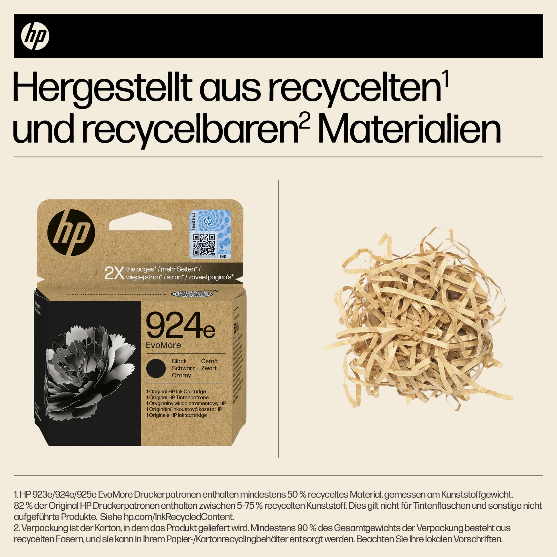 HP 924E Schwarz Tintenpatrone (Original) – 1'000 Seiten – für HP OfficeJet Pro 8120e/8130e