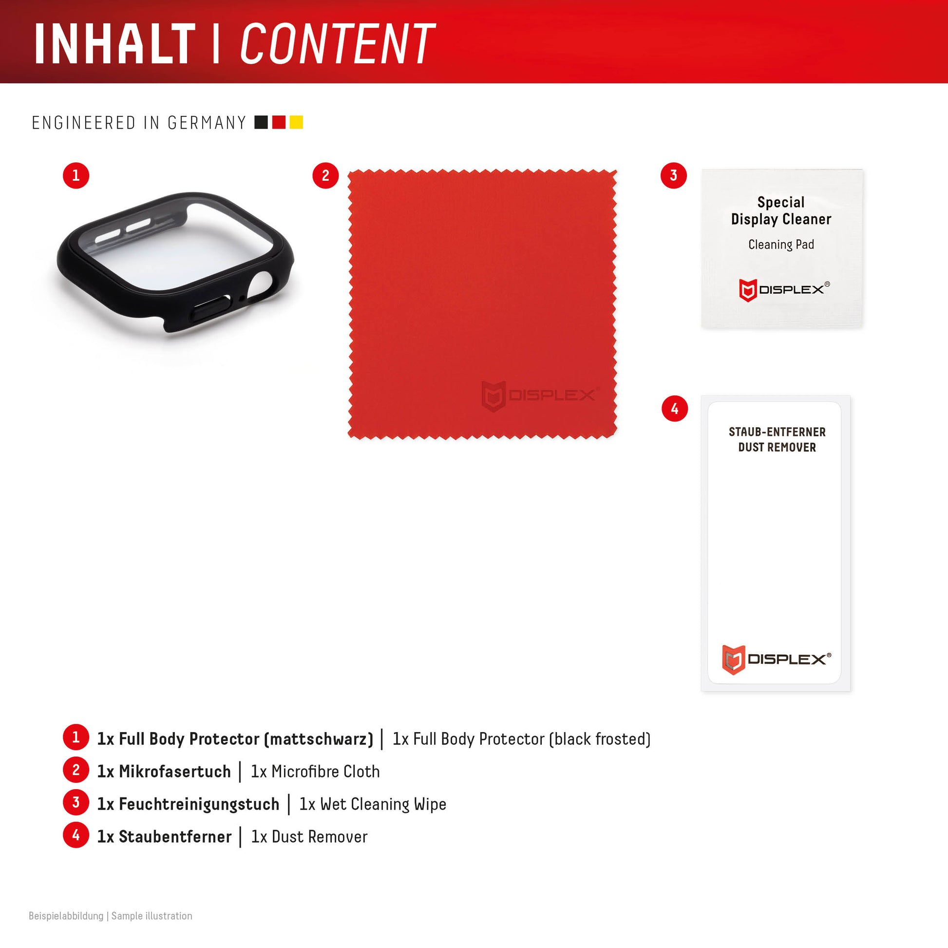 Displex 40 mm – Polycarbonat & Gehärtetes Glas, Schwarz, für Apple Watch SE3/SE2/SE