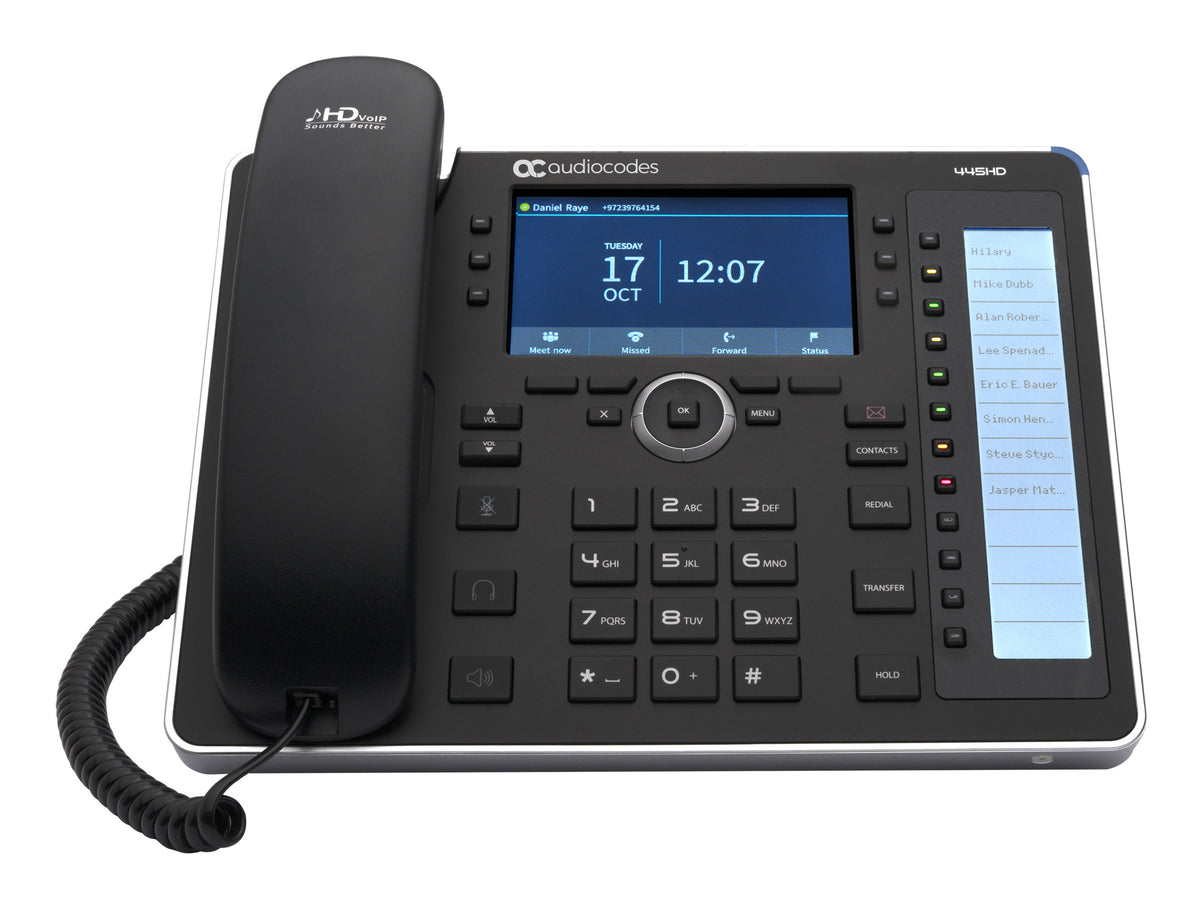 AudioCodes 445HD – IP-Telefon, 4,3", Gigabit, PoE, für Skype, Schwarz