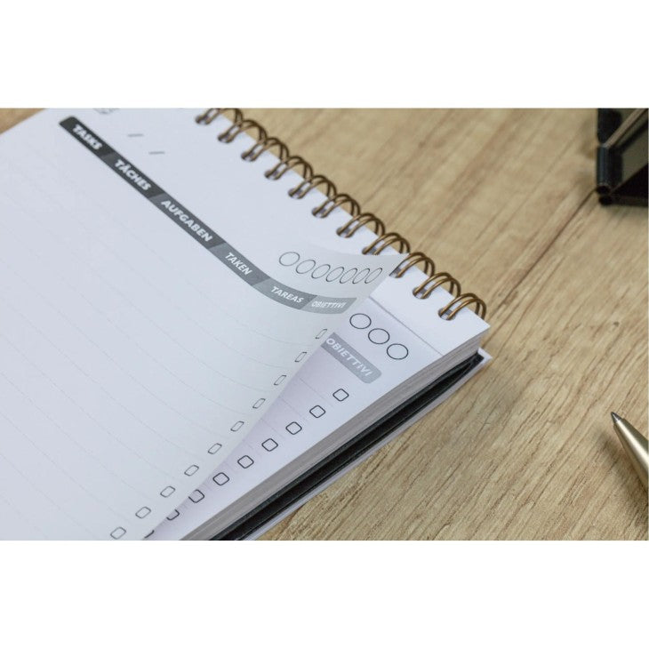 Clairefontaine TaskManager AgeBag – Planer ohne Jahr, 12 Monate, 12,0 × 18,0 cm, Hardcover, Gummiband, Braun