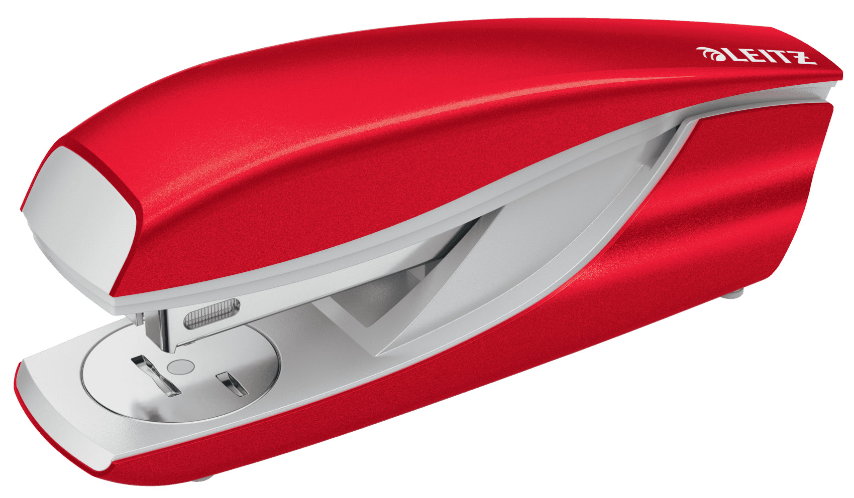 Leitz 5502 WOW – Hefter, 30 Blatt, für 24/6, 26/6, Oberlade-Mechanik, Einlegetiefe 38 mm, rot