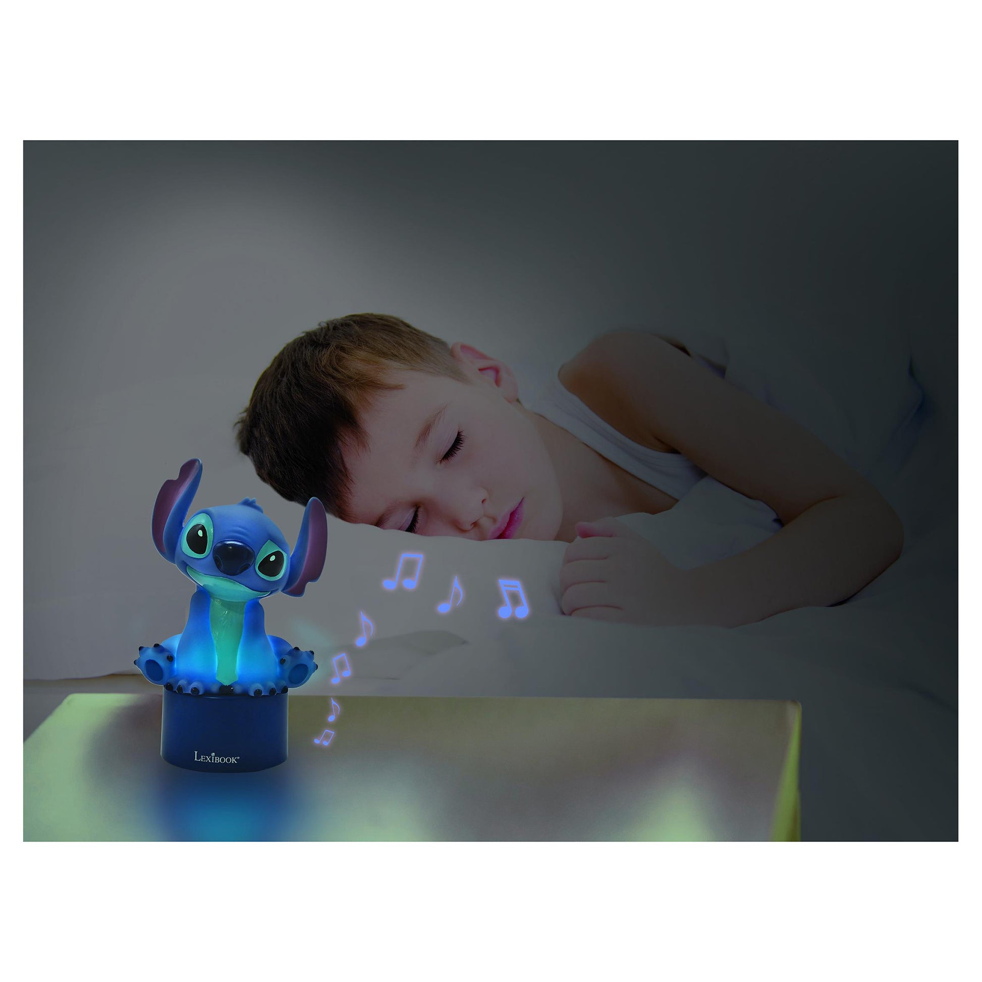 Lexibook Nachtlicht-Lautsprecher Stitch NS01D – Batteriebetrieb 3× AAA, automatische Abschaltung 15 min – Blau