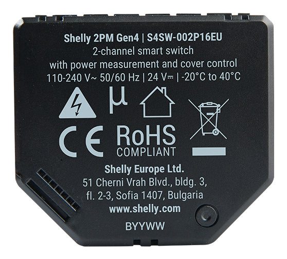 Shelly Gen4 2PM – Zubehör – 2 Kanäle, WLAN (2,4 GHz), Verbrauchsmessung – für Rollo/Jalousie – 2er-Set
