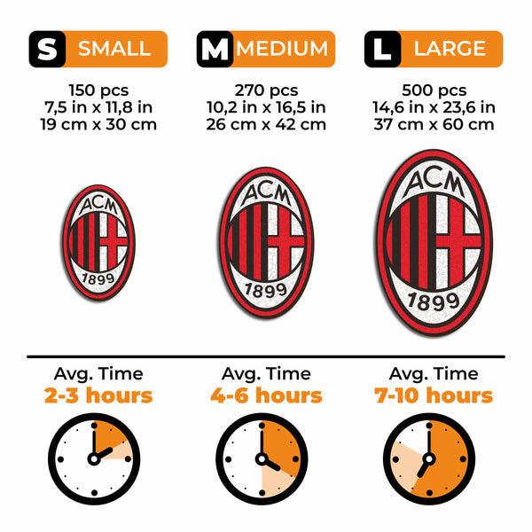 Iconic Puzzles Puzzle AC Milan Logo – 150 Teile – 19 × 30 cm – ab 10 J.