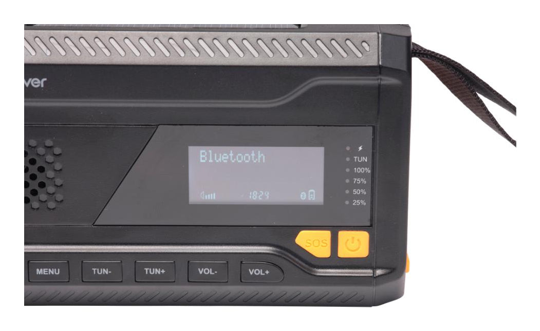 Denver SCD-2033 – Tragbares DAB+ Radio, UKW, Bluetooth 5.3, Powerbank, Akku 2'000 mAh, Solar/Dynamo – Schwarz