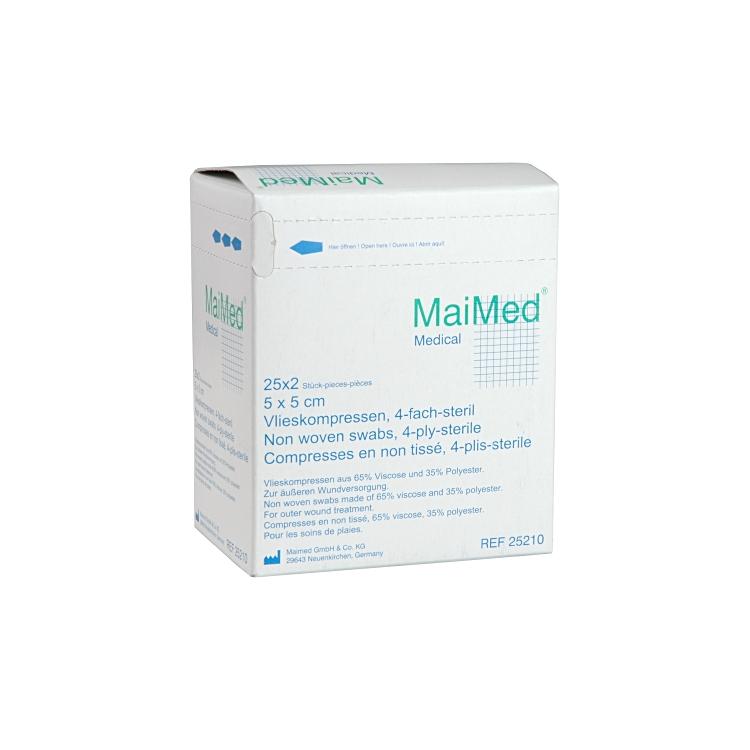 MaiMed Sterile Vlieskompressen – 75 × 75 mm, 50 Stück, Vliesstoff